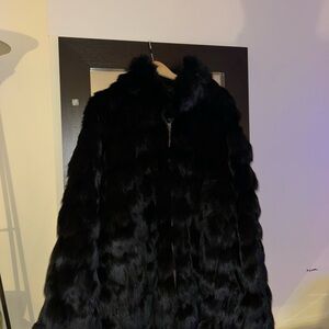 VINTAGE Unisex KNOLES & CARTER Elegant Black Genuine Fur Coat SIZE 5X